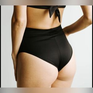 Londre-“The Nicole Bottom” High-Waisted Bikini Bottom with Tie Wrap-Size S